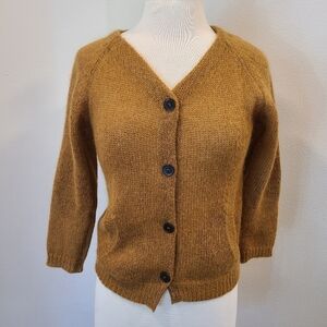 Isabel Marant Etoile Camel Mohair Blend Button Front Cardigan